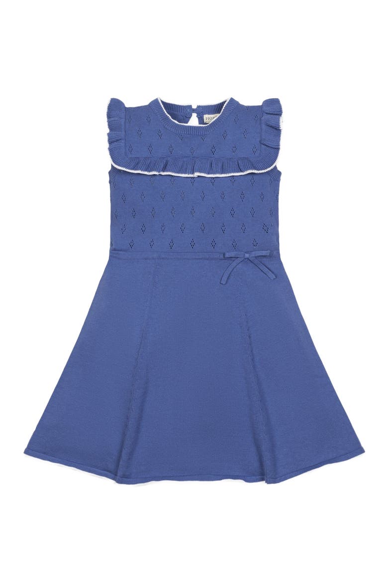 Baby Girls' Organic Ruffle Yoke Sweater Dress, Infant, Alternate, color, Medium Blue