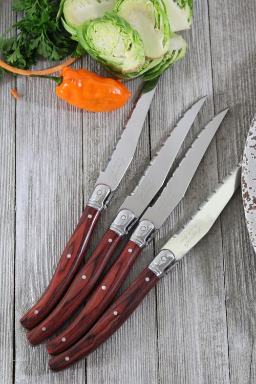 French Home Laguiole Pakkawood Steak Knives In Wood Grain