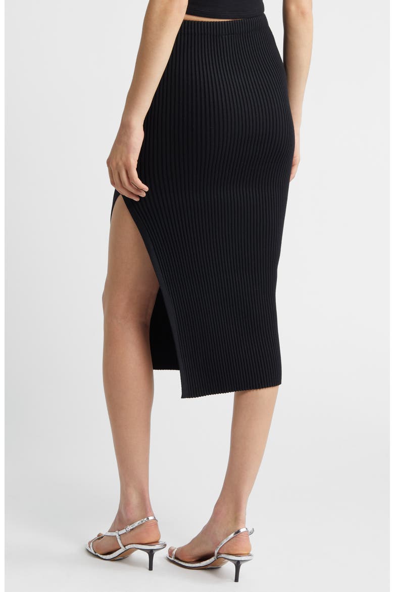 Luxe Sculpt Rib Midi Skirt, Alternate, color, BLACK