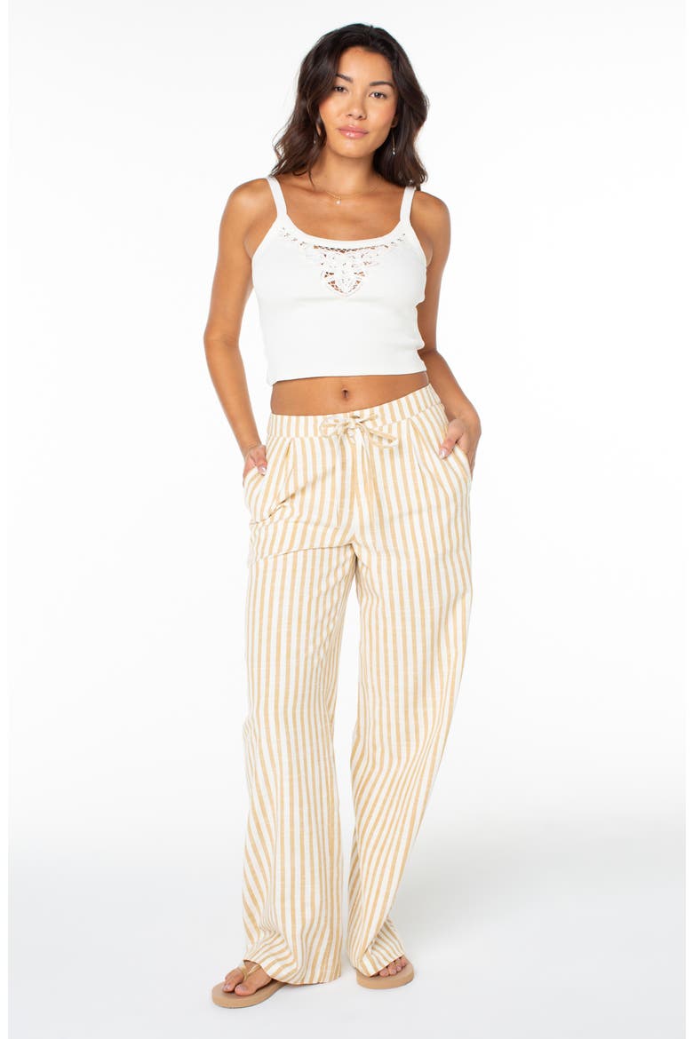 Mavericks Pleated Stripe Cotton Pants, Alternate, color, CURRY