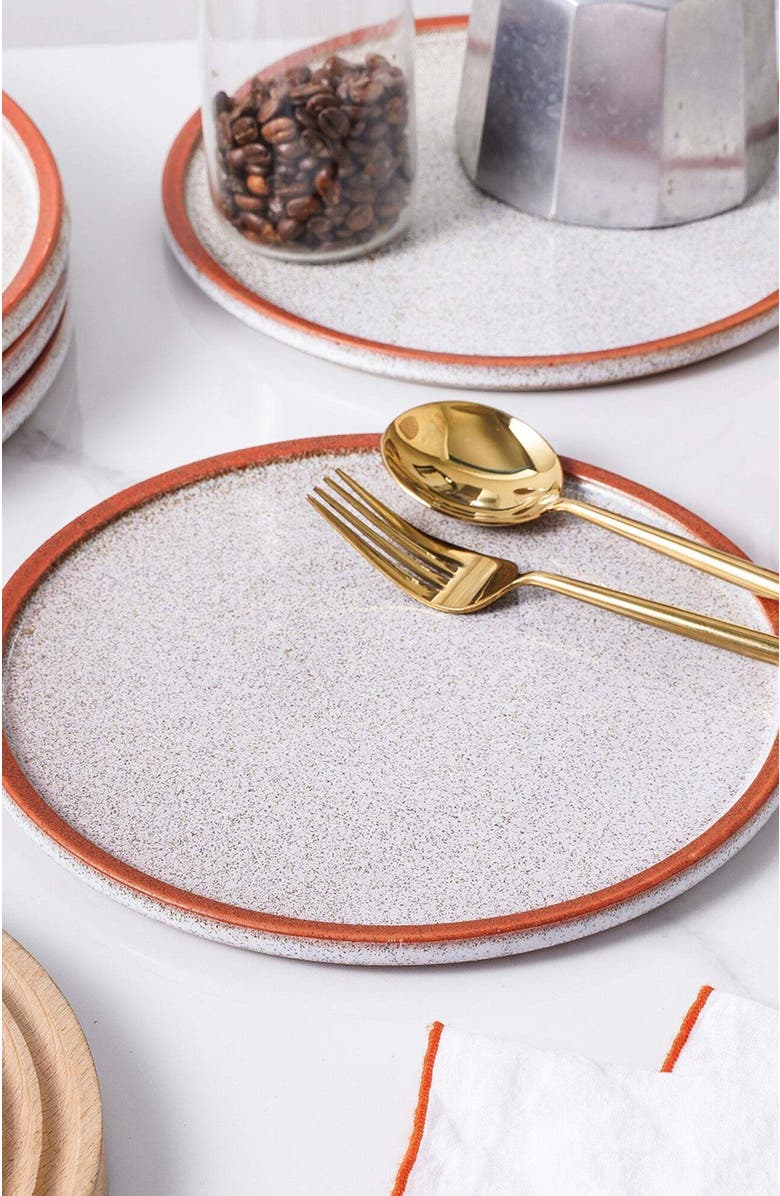 Stone Lain Vince Stoneware 4-Piece Salad Plate Set, Alternate, color, Red