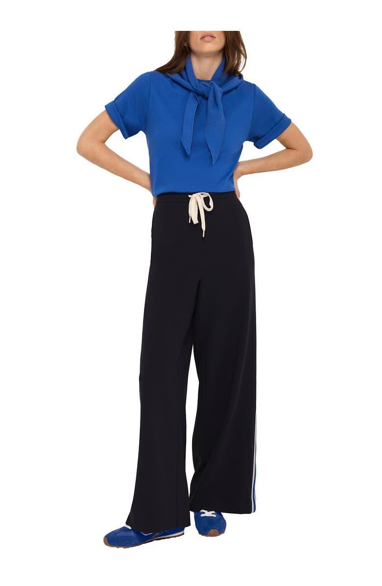 MINT VELVET Side Stripe Wide Trousers, Alternate, color, Navy