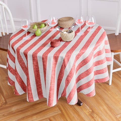 Linen Round Tablecloth - Cabana Stripe