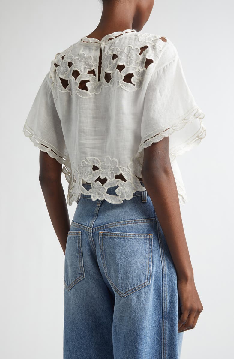 Isabel Marant Relda Crop Eyelet Top, Alternate, color, White