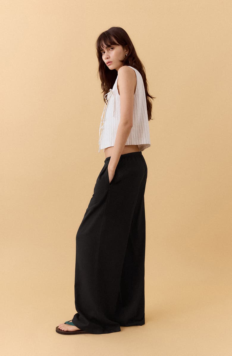 MANGO TEEN <p>Kids' Flowy Straight Leg Linen Blend Pants</p>, Alternate, color,