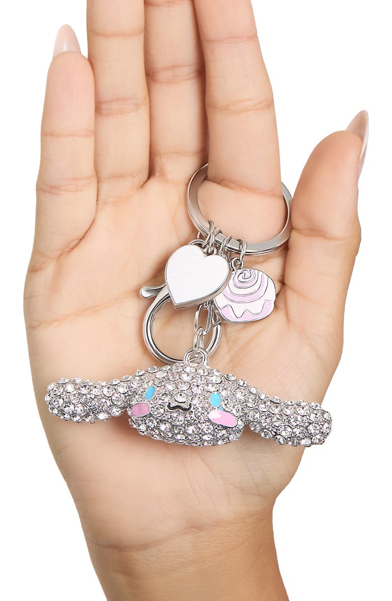 Hello Kitty Cinnamoroll Crystal Keychain with Candy & Heart Charms, Alternate, color, Silver