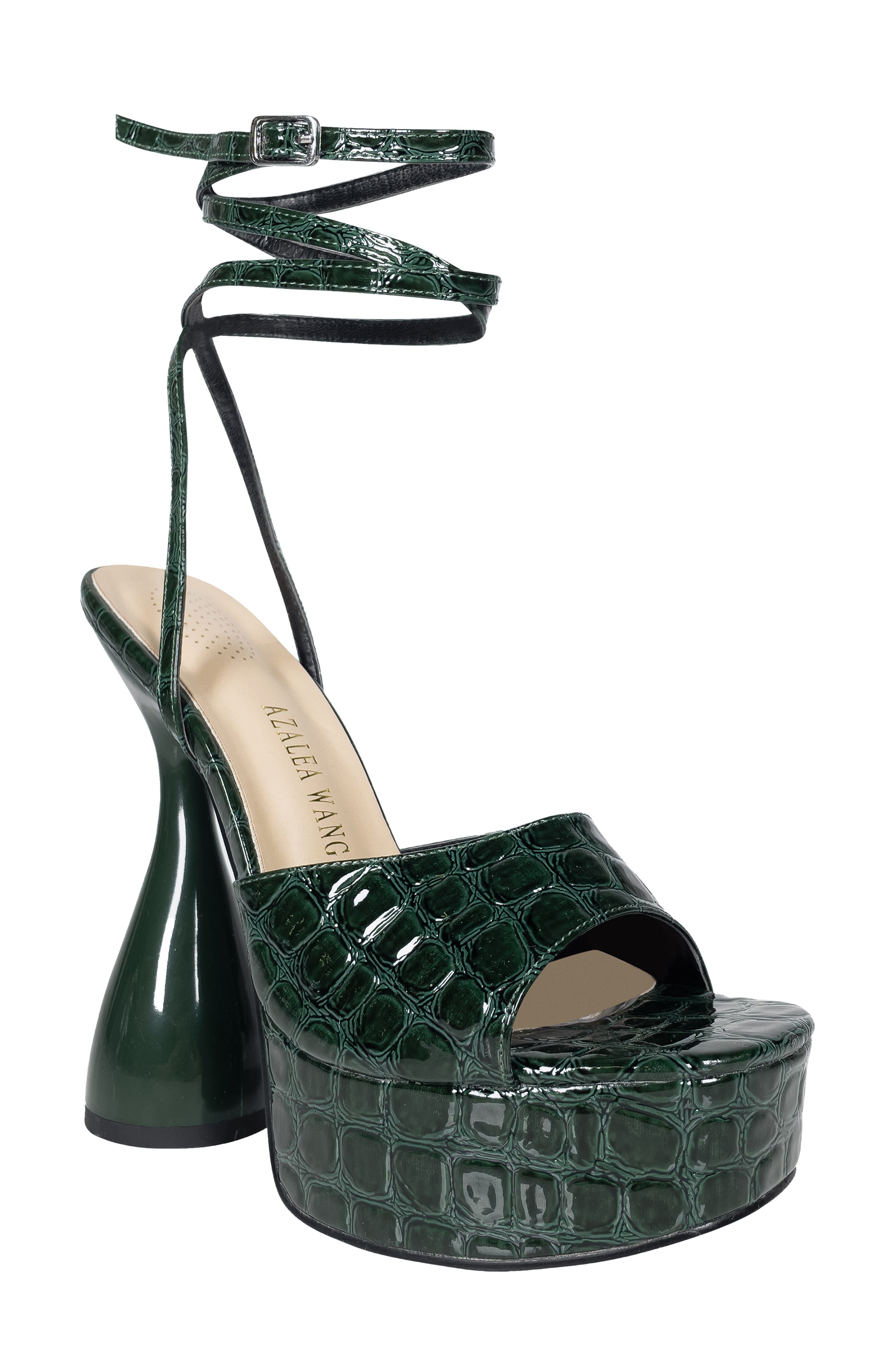 AZALEA WANG Keeping Croc Embossed Platform Sandal, Main, color, 