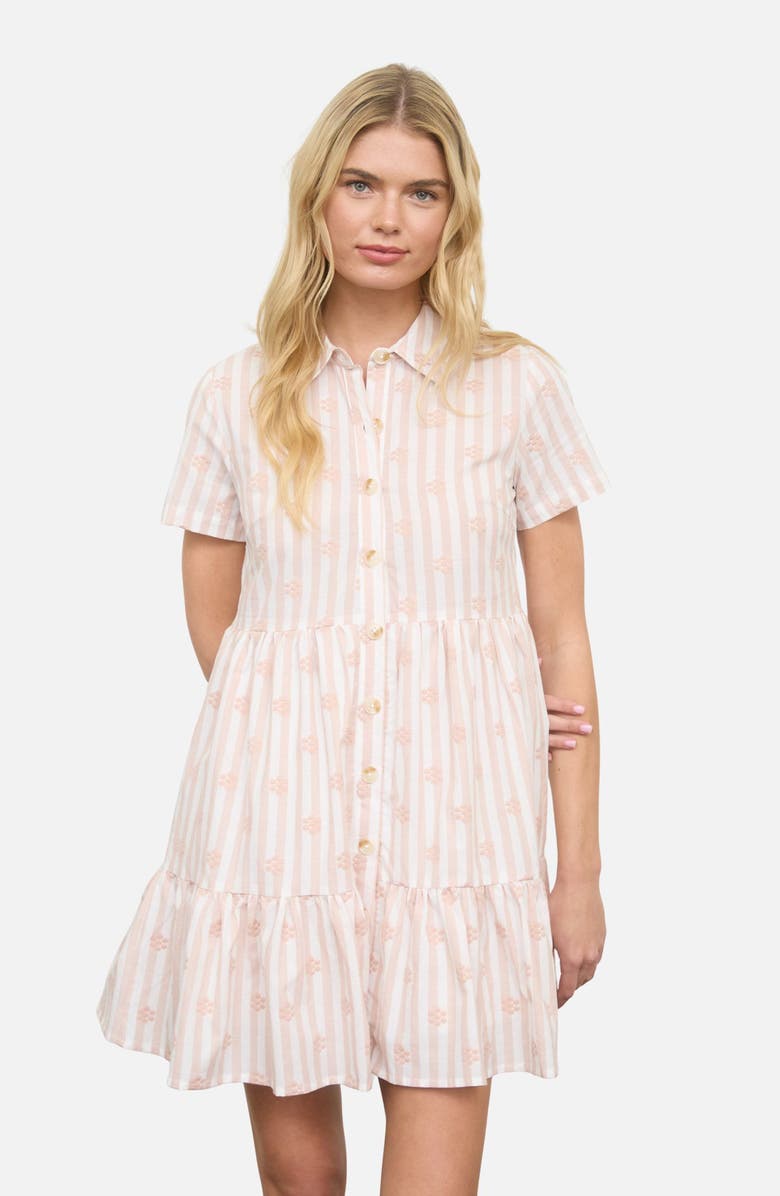 Blu Pepper Floral Stripe Short Sleeve Cotton Shirtdress, Alternate, color, Khaki