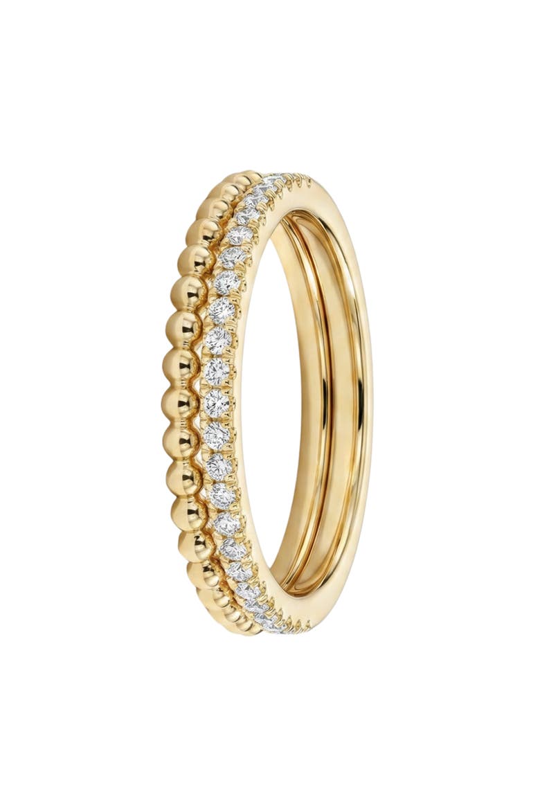 Bezel Set Cubic Zirconia & Milgrain Ring Set, Alternate, color, GOLD