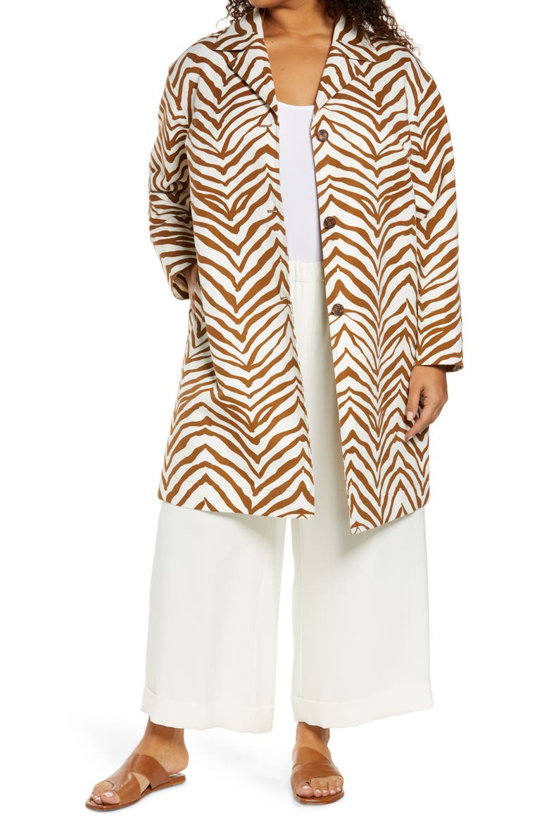 Myer Zebra Print Car Coat, Main, color, CLOUD MULTI