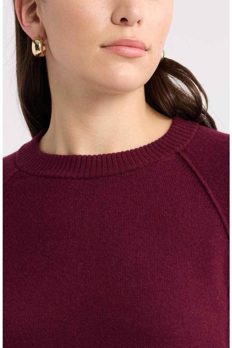 Wool & Cashmere Raglan Sweater, Alternate, color, BURGUNDY LONDON