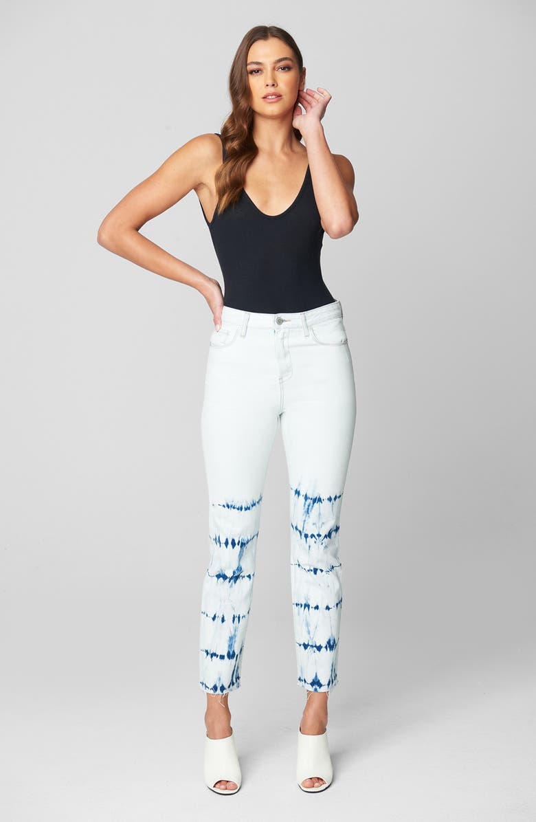 BLANKNYC The Madison Tie Dye Stripe Raw Hem Ankle Skinny Jeans, Alternate, color,