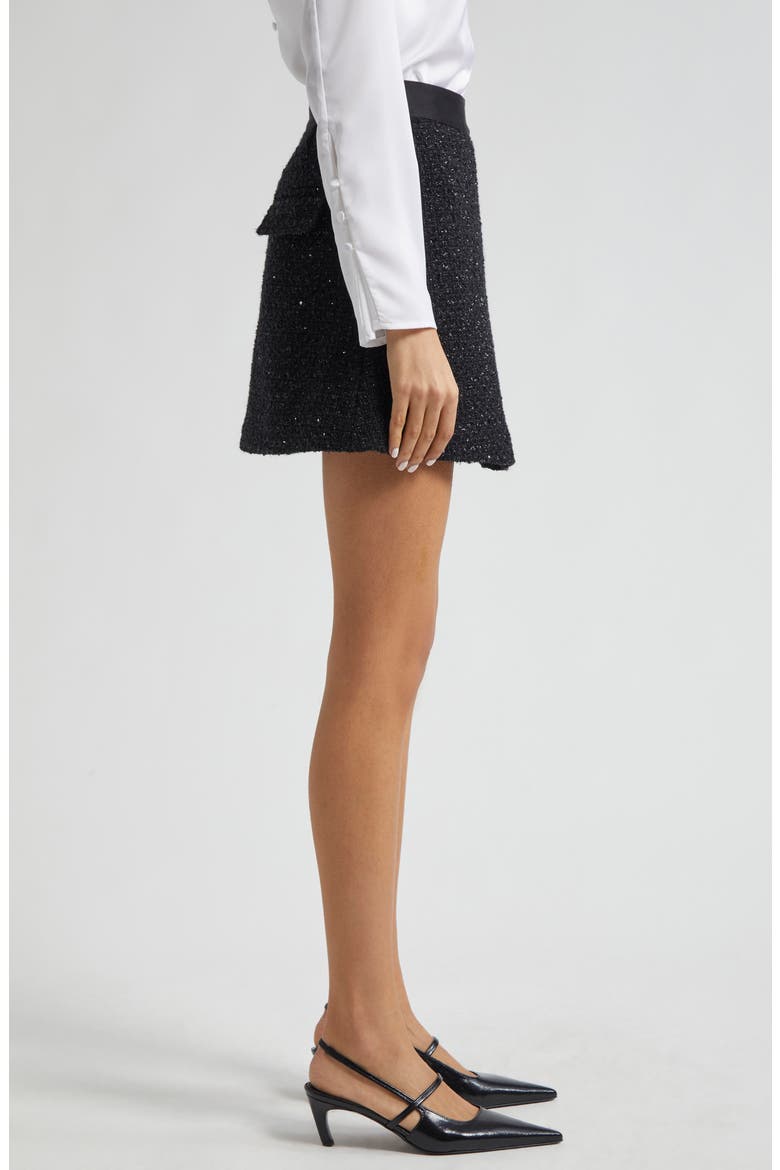 Metallic Tweed Miniskirt, Alternate, color, SOLID BLACK