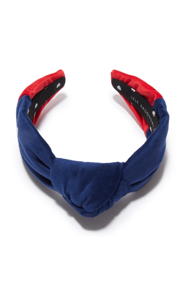 Lele Sadoughi New York Giants Embroidered Knotted Headband, Alternate, color, Blue Red Multi 999