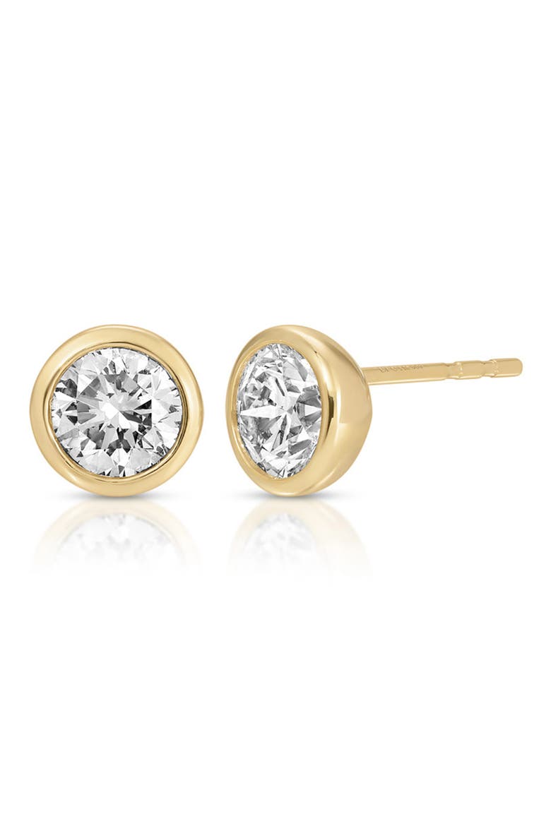 Diamond Solitaire Bezel Set Stud Earrings, Main, color, 14K YELLOW GOLD