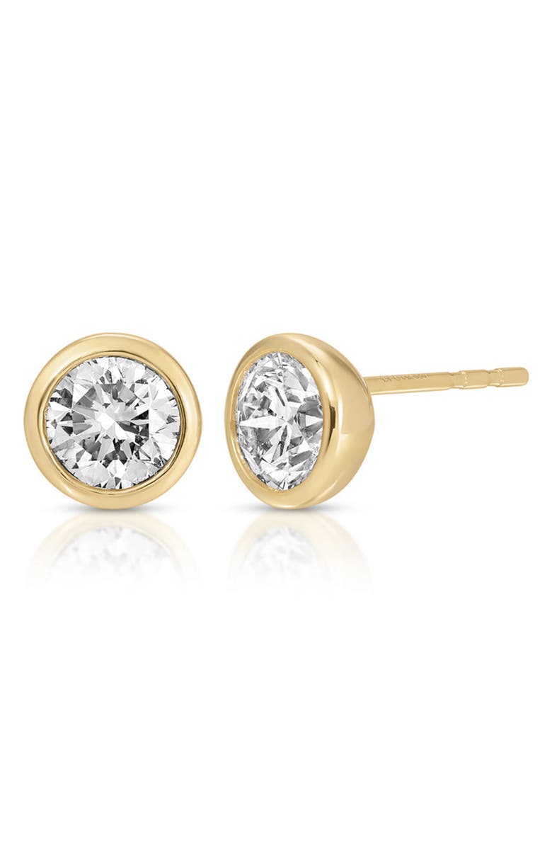 EF Collection Diamond Solitaire Bezel Set Stud Earrings, Main, color,
