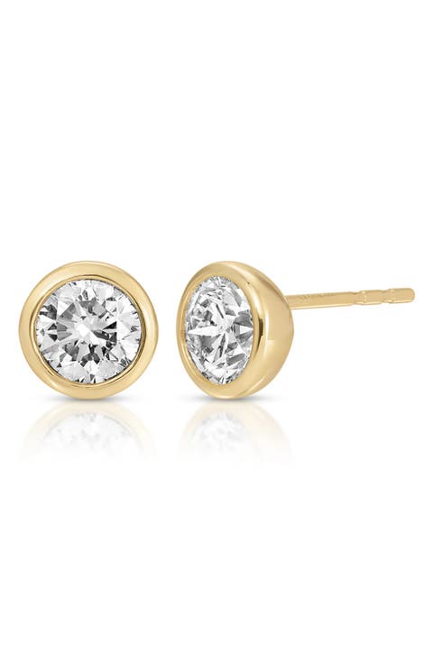 Diamond Solitaire Bezel Set Stud Earrings