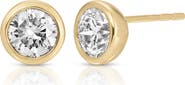 EF Collection Diamond Solitaire Bezel Set Stud Earrings