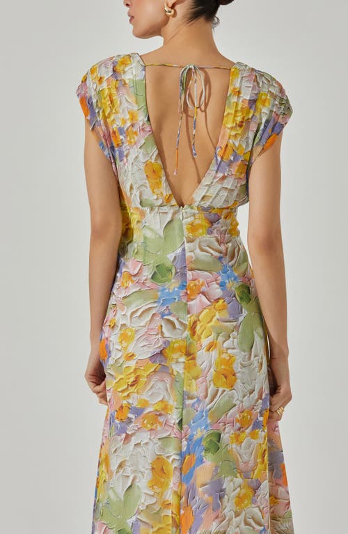 Astr Floral Pleated Bodice Midi Dress