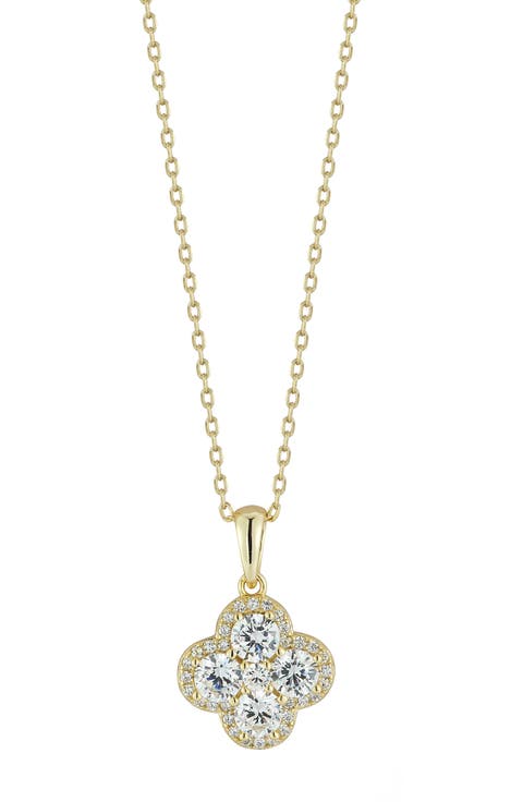 Cubic Zirconia Clover Pendant Necklace