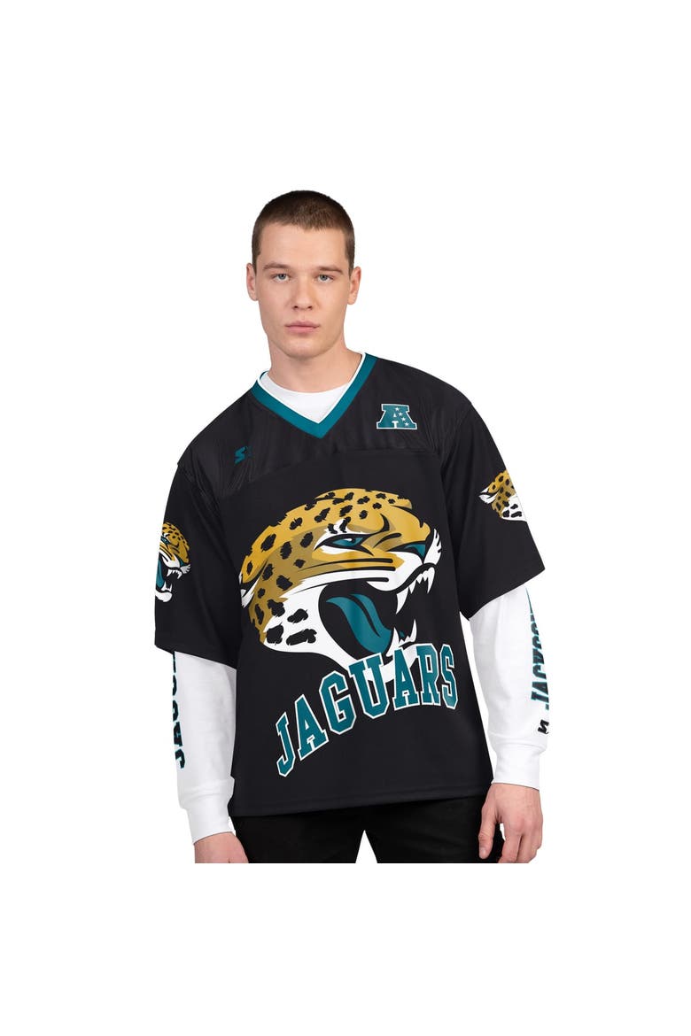 Men's Starter Black/White Jacksonville Jaguars Short Sleeve & Long Sleeve T-Shirt Combo Pack, Main, color, Black
