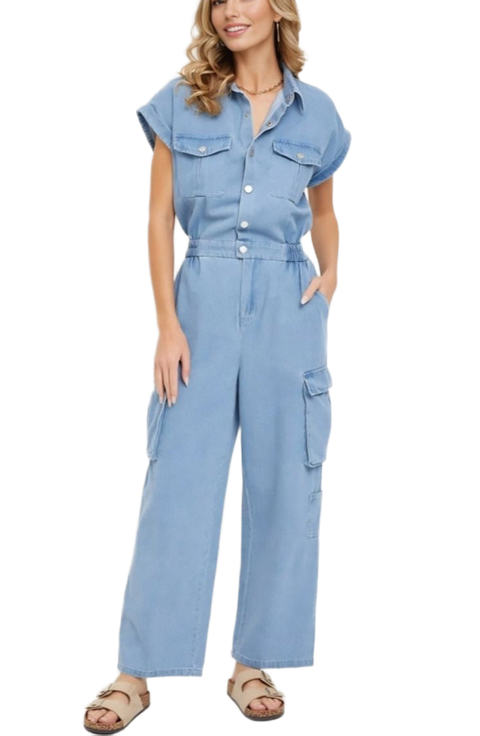 Utility Pocket Button-Down Jumpsuit