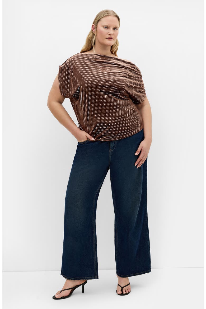 Shimmy One-Shoulder Top, Alternate, color, BRONZE