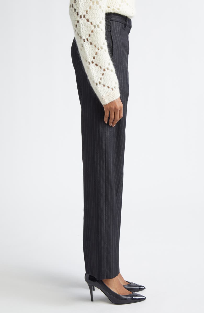 Isabel Marant Noanda Pinstripe Wool Blend Pants, Alternate, color, Black