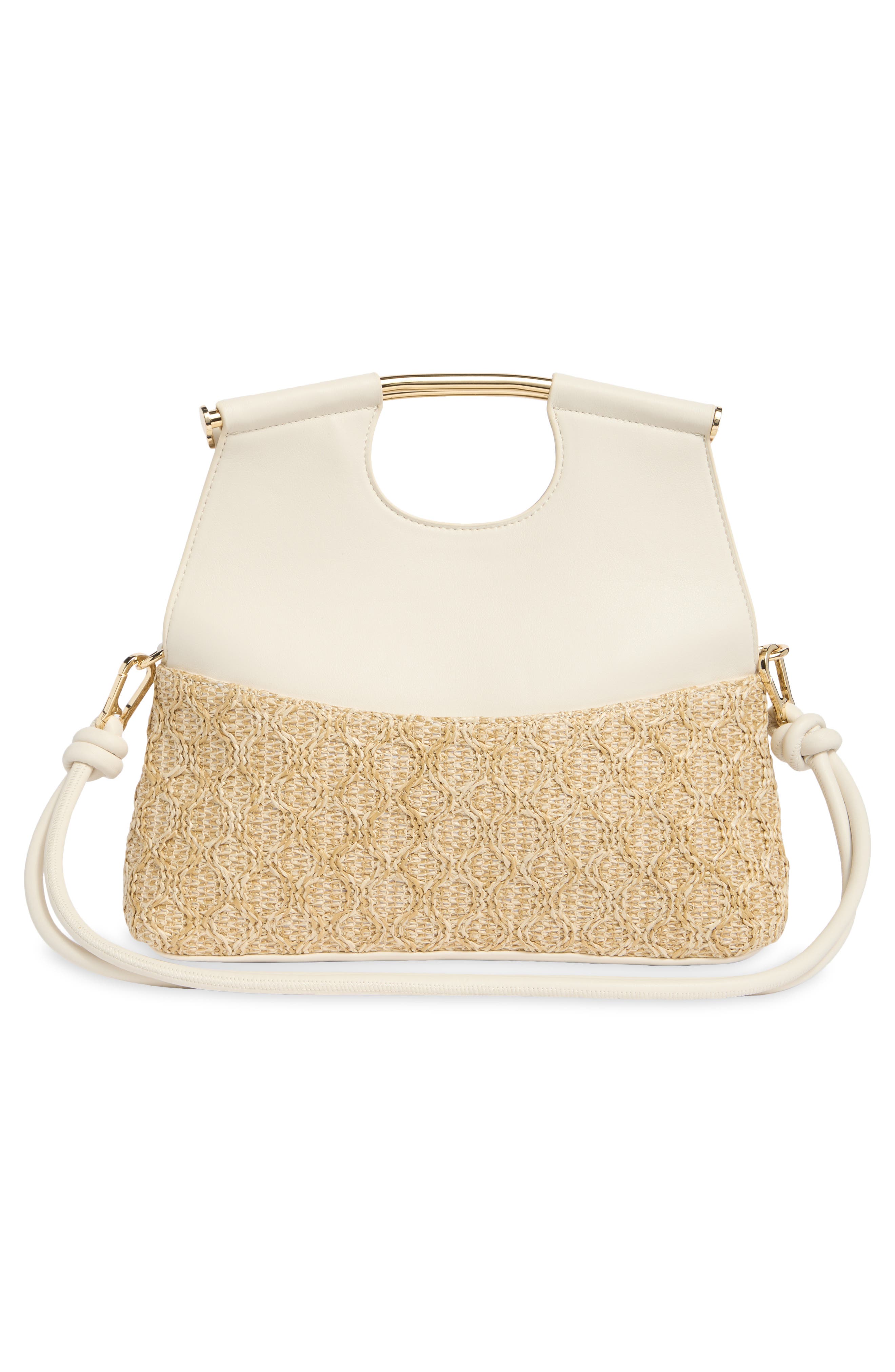 Dolce Vita Foldover Raffia Handbag, Alternate, color, White