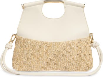 Foldover Raffia Handbag