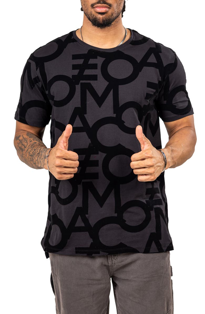 Maceoo Insignia Black Allover Logo Stretch Cotton T-Shirt, Alternate, color, Black