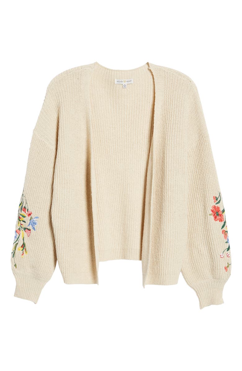 Woven Heart Embroidered Cardigan, Alternate, color,