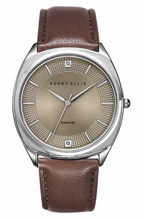 Slim Diamond Leather Strap Watch, 41mm