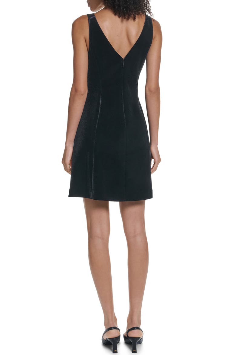 Satin & Velvet Fit & Flare Dress, Alternate, color, BLACK