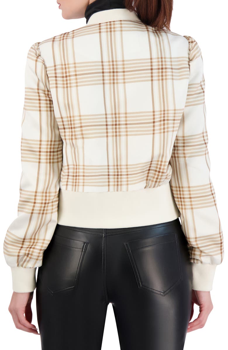 Ookie & Lala Plaid Bomber Jacket, Alternate, color, Cream Plaid