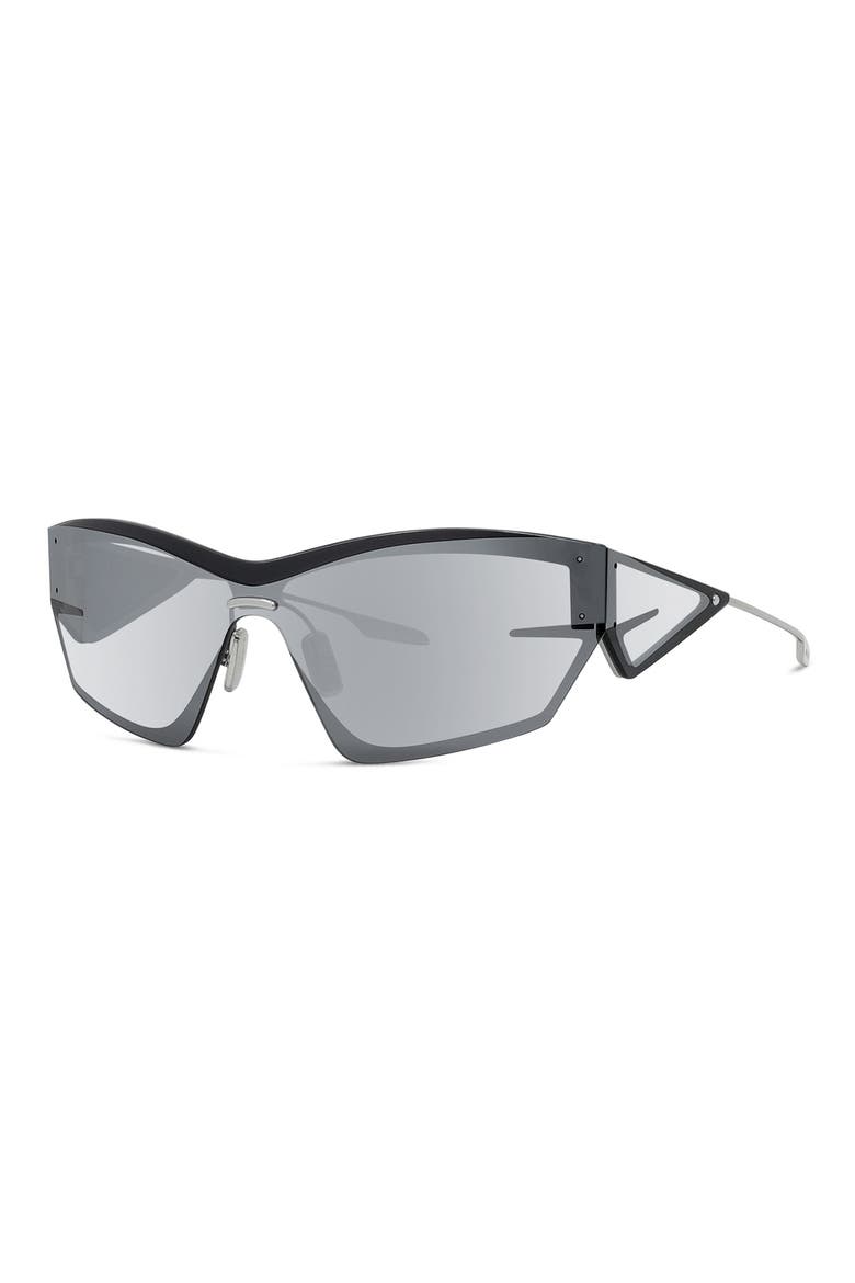 Giv Cut 69mm Oversize Geometric Sunglasses, Alternate, color, SHINY PALLADIUM / SMOKE MIRROR