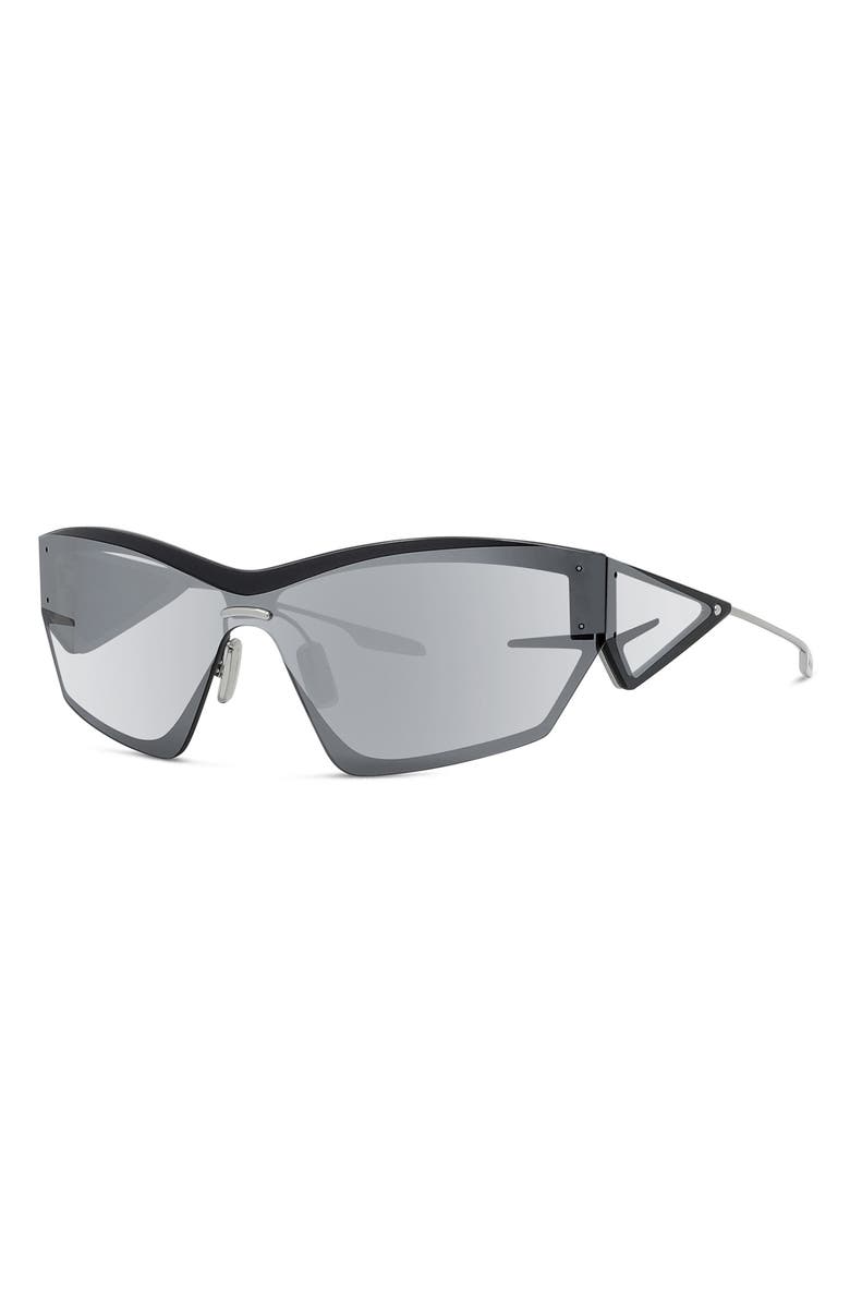Givenchy Giv Cut 69mm Oversize Geometric Sunglasses, Alternate, color, Shiny Palladium / Smoke Mirror