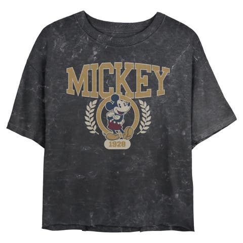 Junior's Mickey & Friends Collegiate Golden Mouse  Graphic T-Shirt