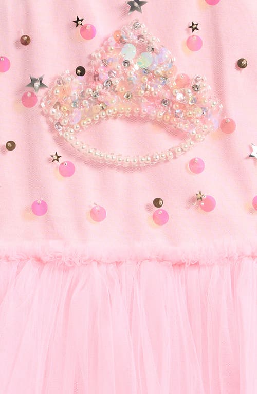 Ava & Yelly Kids' Tiara Embellished Tutu Party Dress In Blush