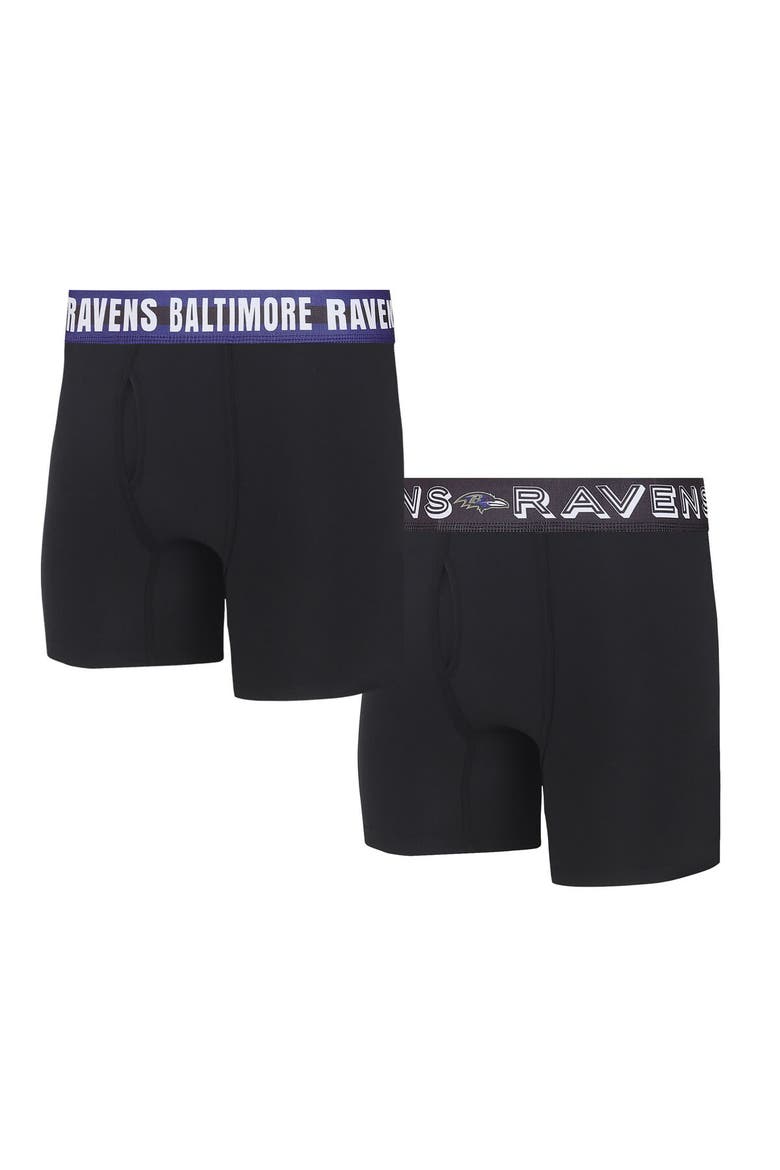 Men's Concepts Sport Baltimore Ravens Gauge Knit Boxer Brief Two-Pack, Alternate, color, Black
