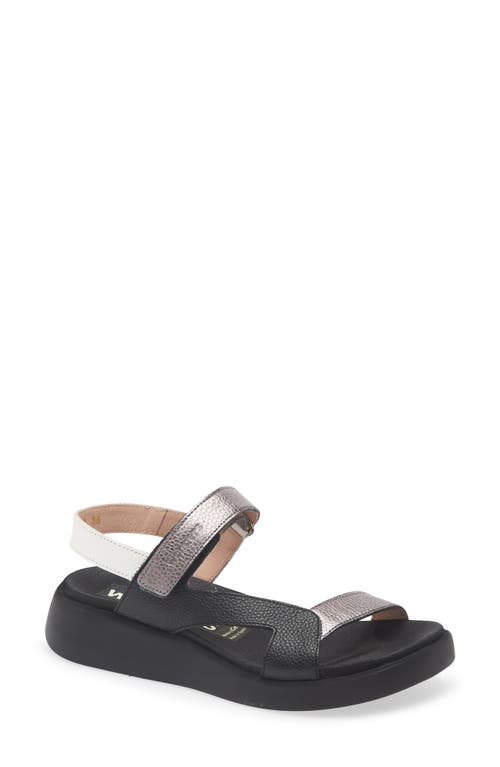 Wonders Colorblock Leather Sandal In Black/silver Multi