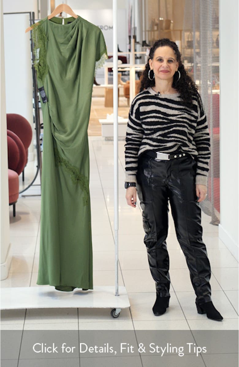 Kody One-Shoulder Satin & Lace Gown, sales video thumbnail