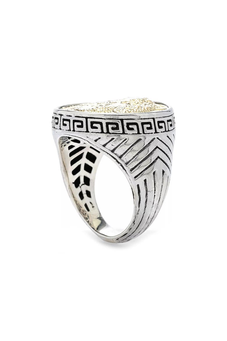 18k Gold & Sterling Silver Two-Tone Dragon Medallion Ring, Alternate, color, SILVER AND GOLD