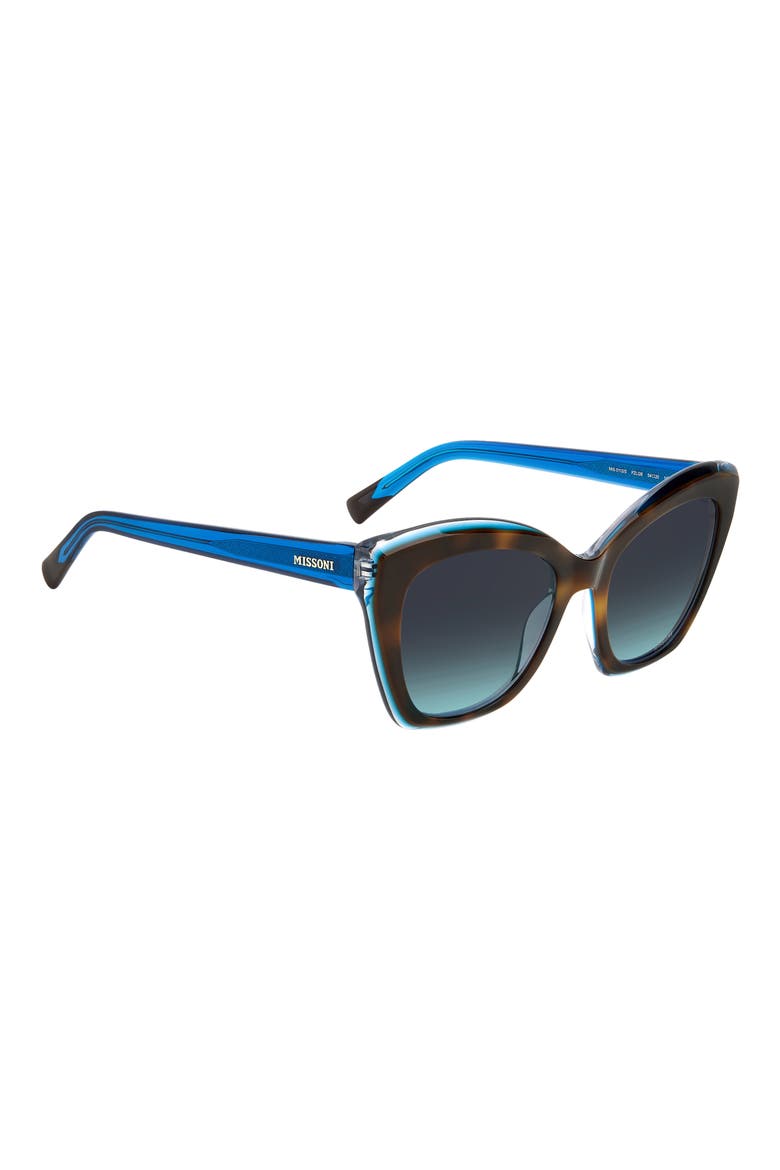 54mm Cat Eye Sunglasses, Alternate, color, HAVANA TEAL/ GREY SHADED BLUE