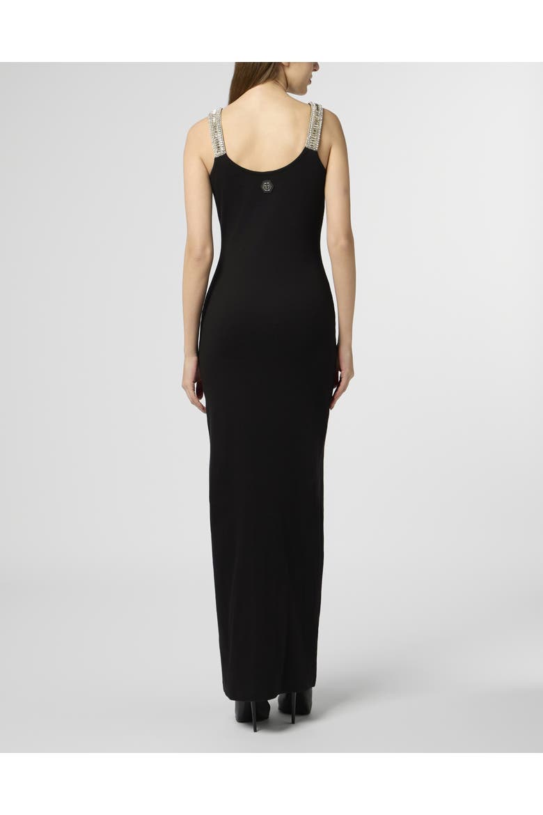 Long Tank Dress Strass Hexagon Women, Alternate, color, black