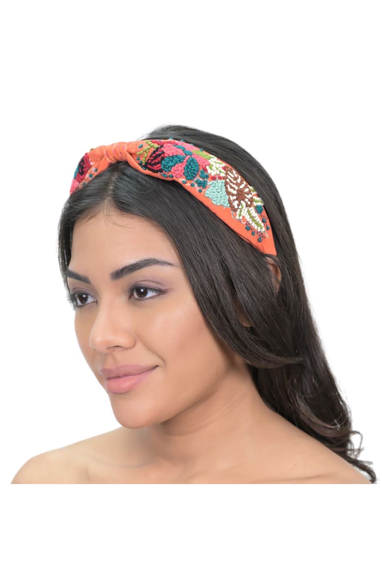 Vismaya Floral Headband, Main, color, Rust