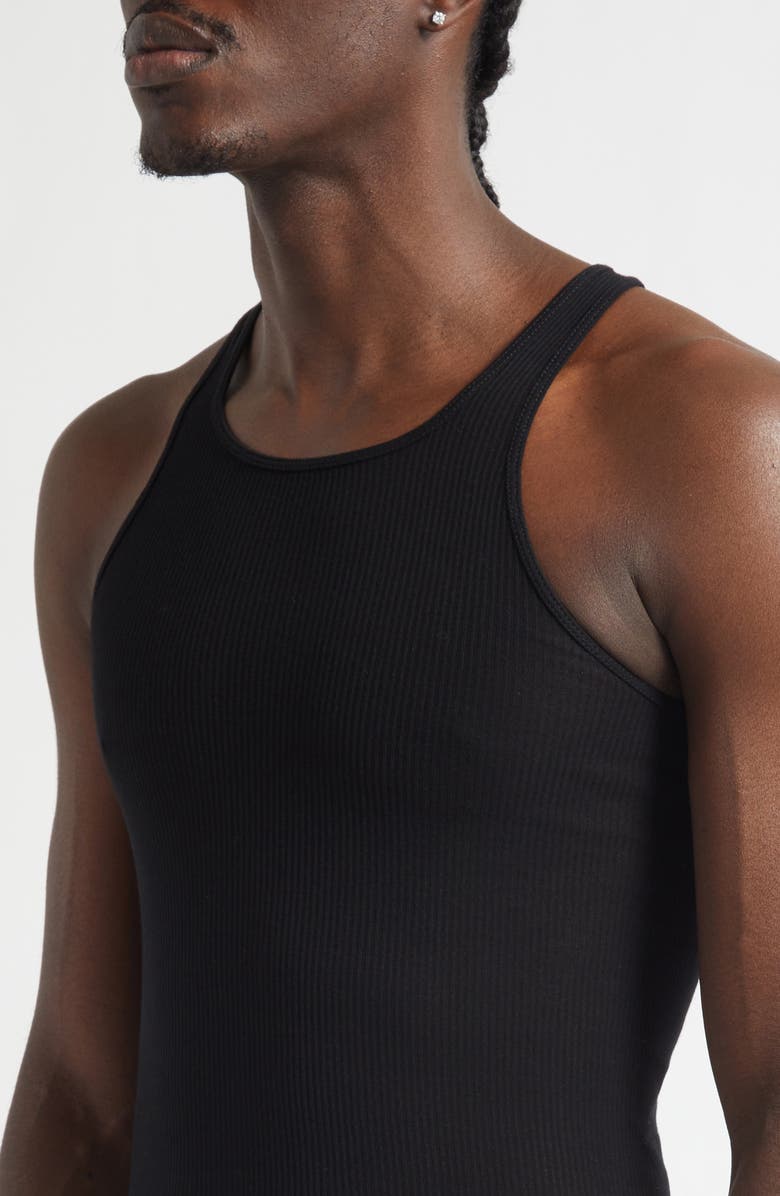 Rick Owens Basic Longline Cotton Rib Tank, Alternate, color, Black