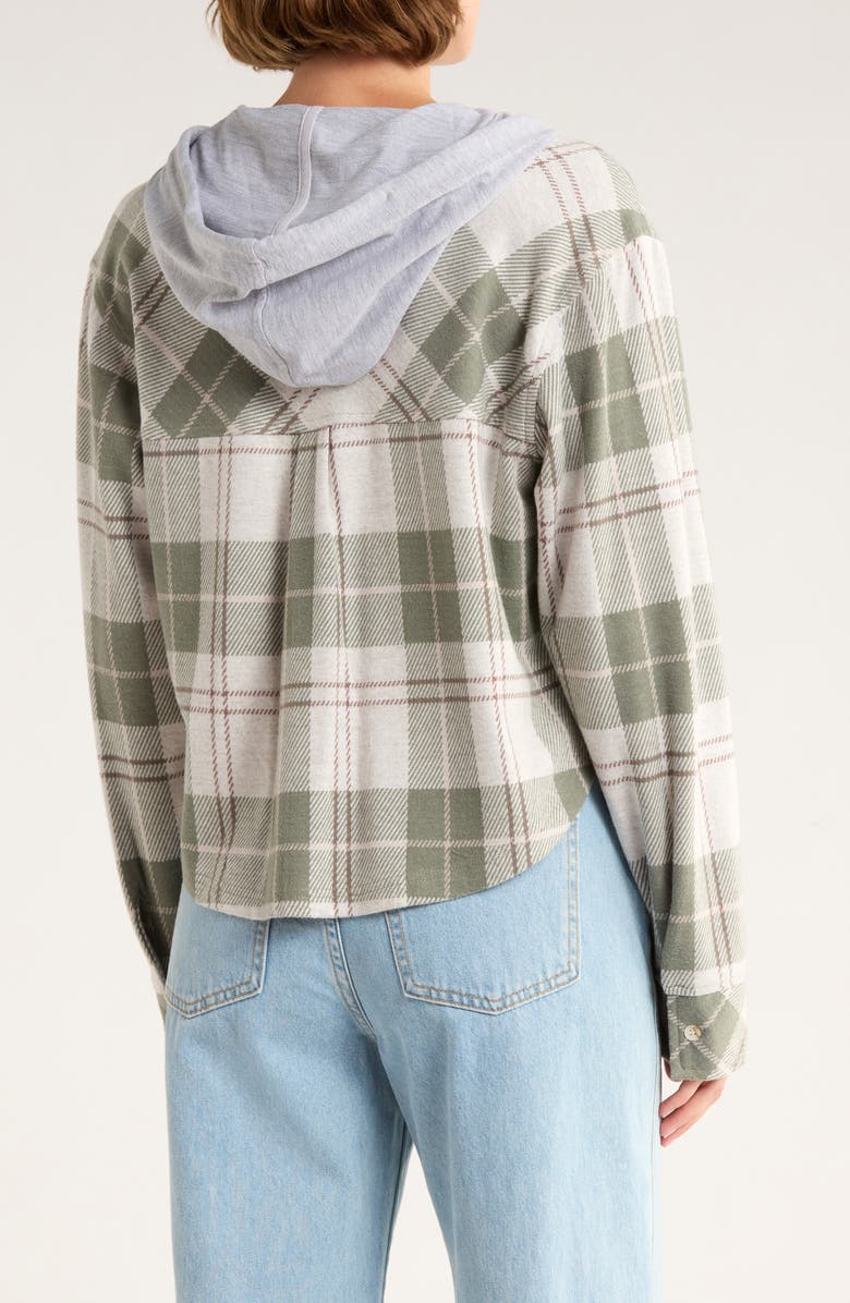 Thread & Supply Plaid Hooded Shirt Jacket, Alternate, color, Sage Combo Plaid