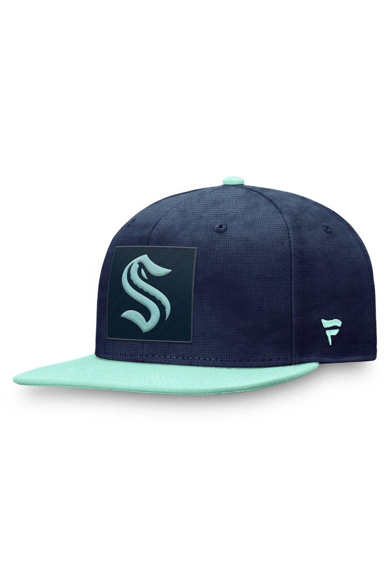 Men's Fanatics  Deep Sea Blue/Light Blue Seattle Kraken Authentic Pro Rink Snapback Hat, Main, color, Navy