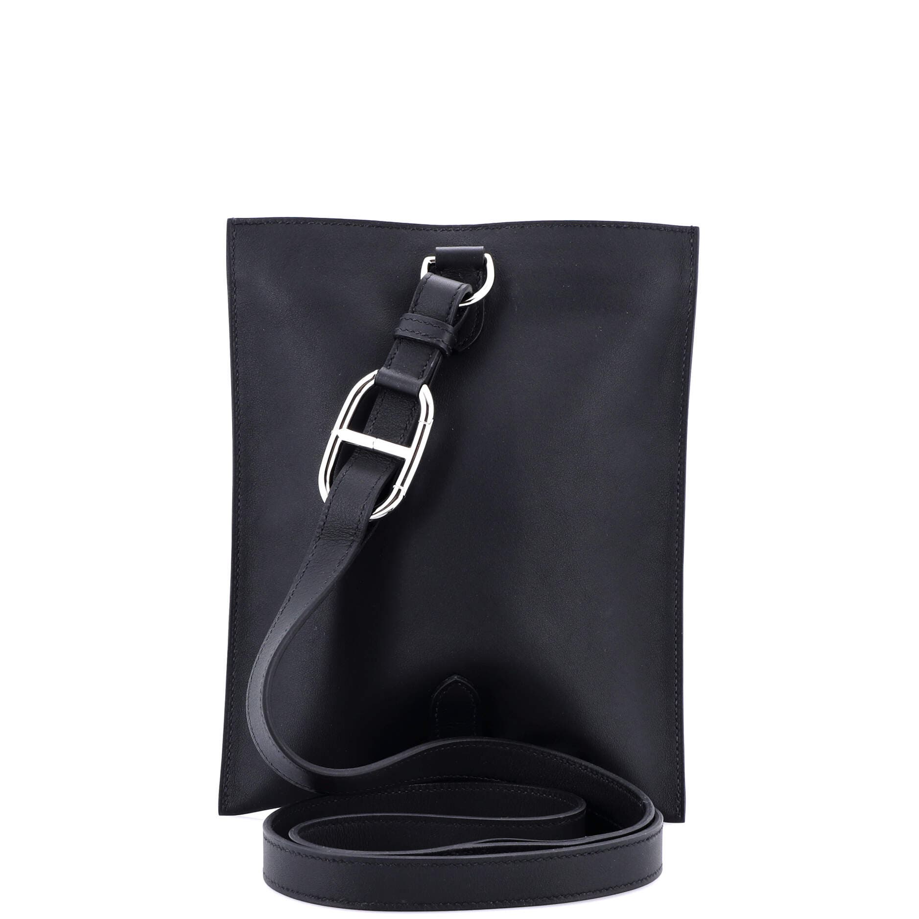 Pre-Owned Hermes Pochenplus Sling Wallet Leather, Alternate, color, Noir